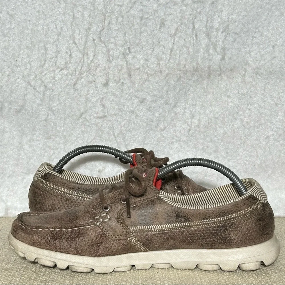 Skechers Womens Brown Gomat GoTech Lace Casual Loafers Shoes SZ US 9
